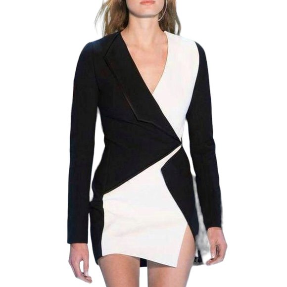 RARE THIERRY MUGLER RUNWAY Bicolor Asymmetric Mini Dress, Size 44 IT, M, NEW - Picture 7 of 11